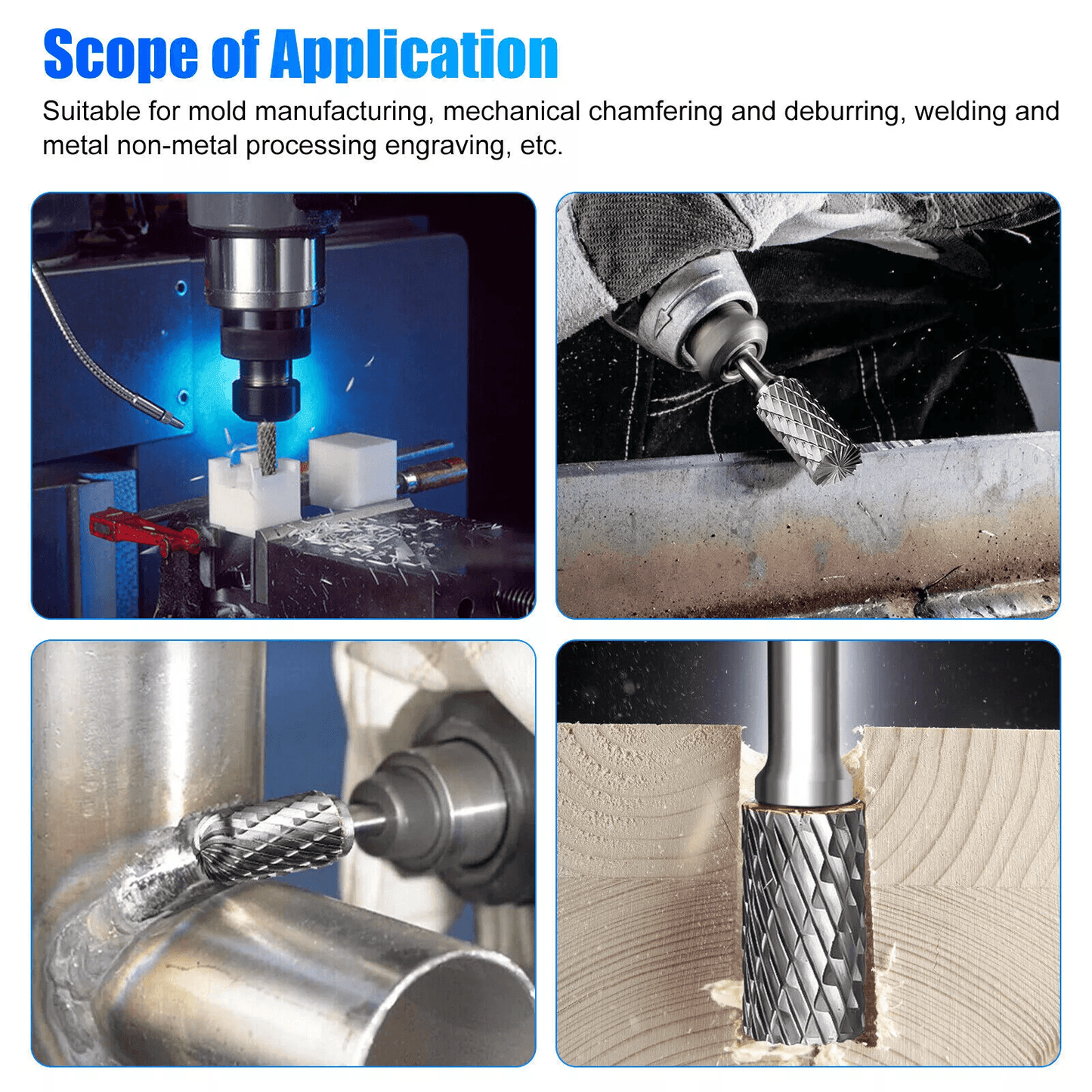 Shank Double Cut Tungsten Steel Carbide Rotary Burr Die Grinder Bits For Fast Material Removal And  3
