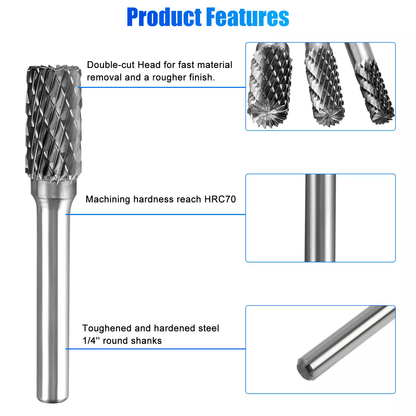 Shank Double Cut Tungsten Steel Carbide Rotary Burr Die Grinder Bits For Fast Material Removal And  2