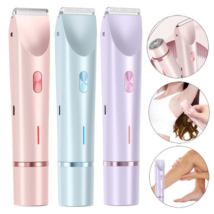 Dual-Head Women's Electric Shaver ,Pubic Hair Trimmer & Bikini Shaver with Detachable Heads for Sensitive Skin