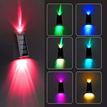 Solar Colorful Wall Light, RGB 7-Color Changing, Waterproof Yard & Garden Lamp for Stairs, Fences, Patio