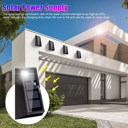 Solar Colorful Wall Light RGB 7Color Changing Waterproof Yard  Garden Lamp For Stairs Fences Patio 4
