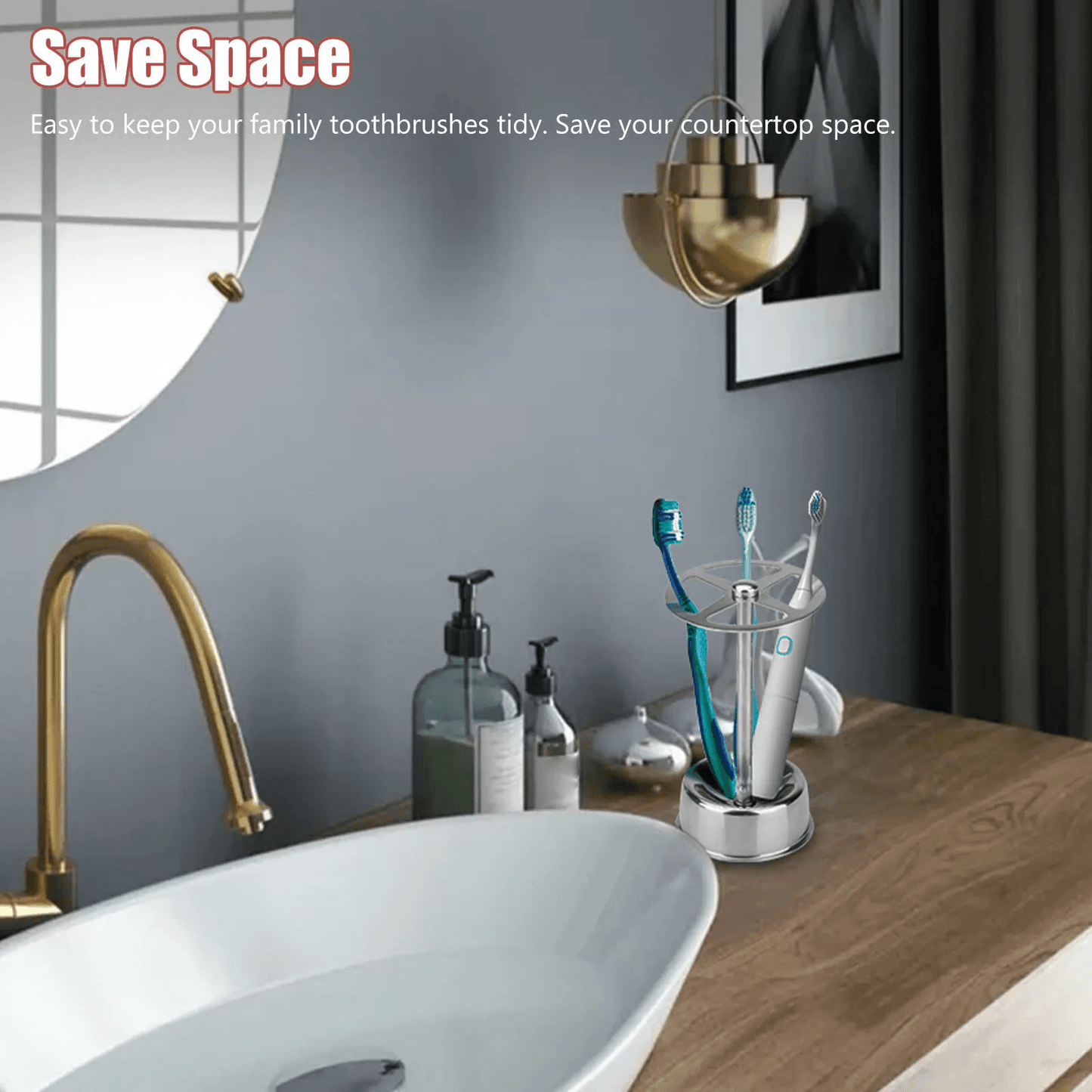 Stainless Steel Toothbrush Holder Stand Rack For Bathroom  Kitchen 1