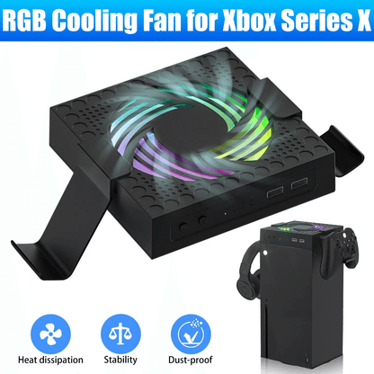 Xbox Series Cooling Fan Vertical Stand Cooler, Quiet Console Cooling System with USB Expansion and Headphone Game