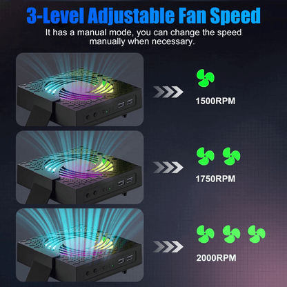 Xbox Series Cooling Fan Vertical Stand Cooler Quiet Console Cooling System With USB Expansion And H 2