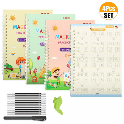 16-in-1 Magic Practice Copybook Set, Reusable Handwriting Book for Kids, Alphabet, Number, Math and Drawing Tracing book