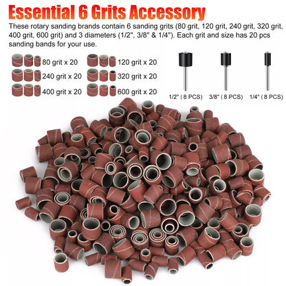 384Pcs Sanding Drum Kit Nail Sander Drill Bit Set For Dremel  Rotary Tools 3