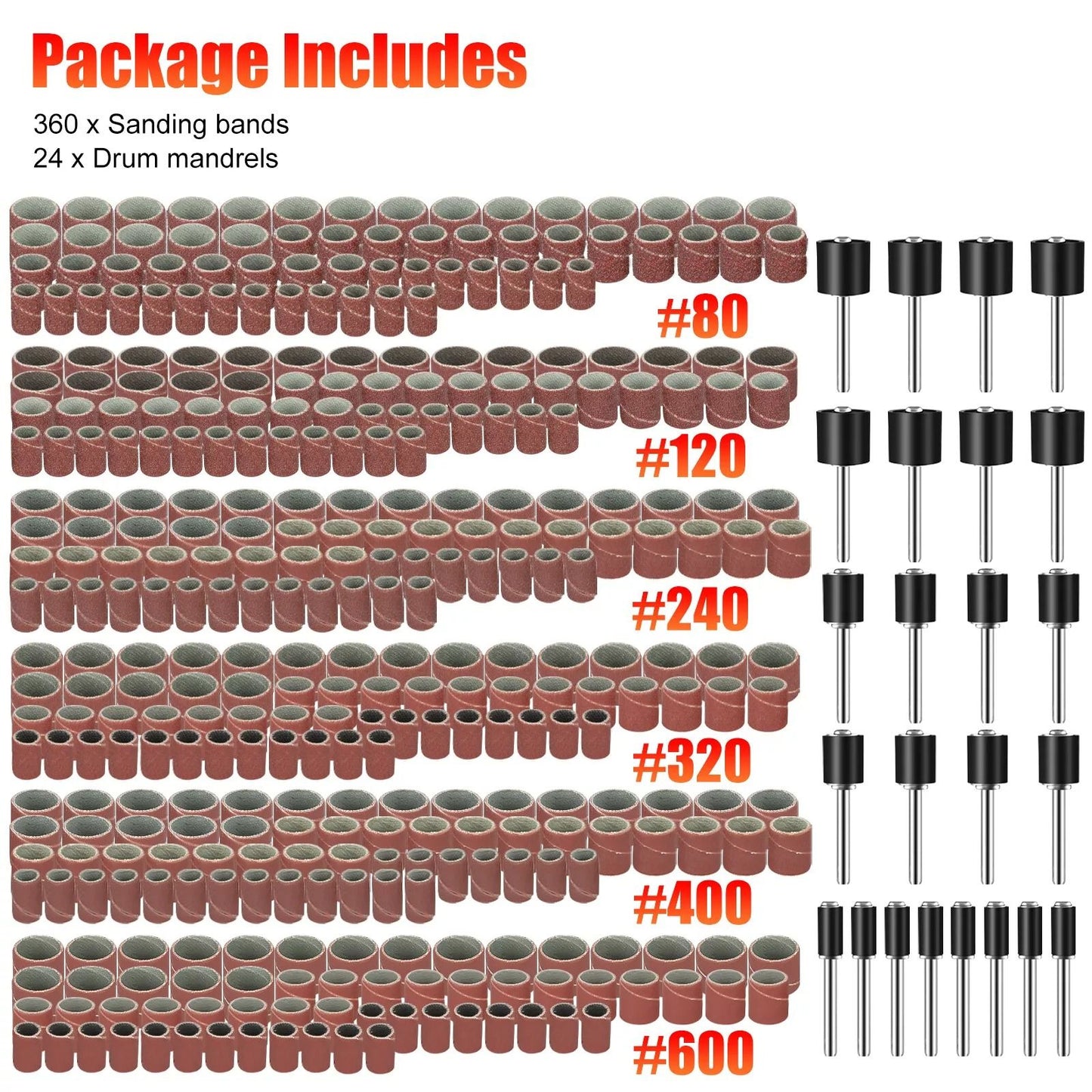 384Pcs Sanding Drum Kit Nail Sander Drill Bit Set For Dremel  Rotary Tools 1