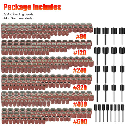 384Pcs Sanding Drum Kit Nail Sander Drill Bit Set For Dremel  Rotary Tools 1
