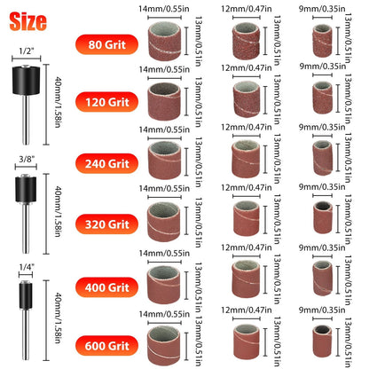 384Pcs Sanding Drum Kit Nail Sander Drill Bit Set For Dremel  Rotary Tools 5