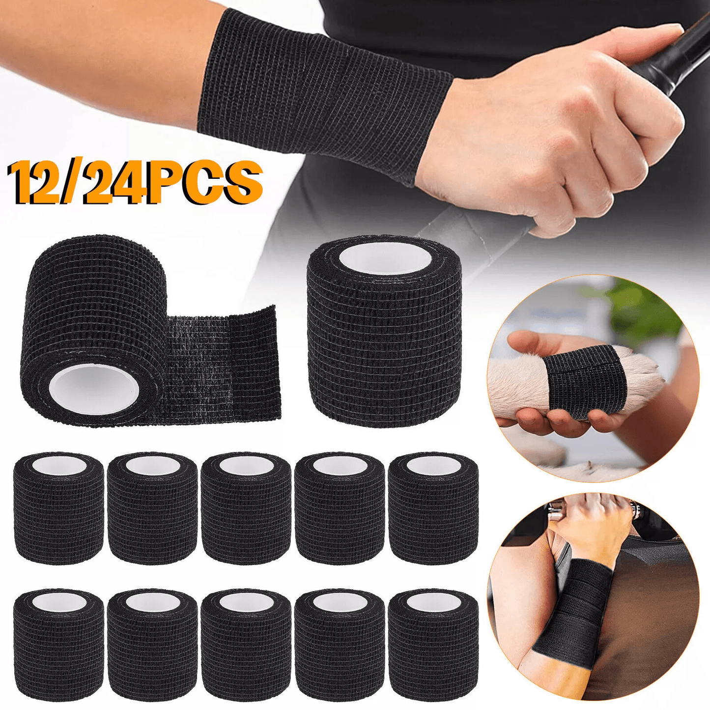 Cohesive Elastic Wrap Grip Tape, Tattoo Self Adhesive Bandage for Wound Care, Sports, Ankle Support, and Tattoo Healing