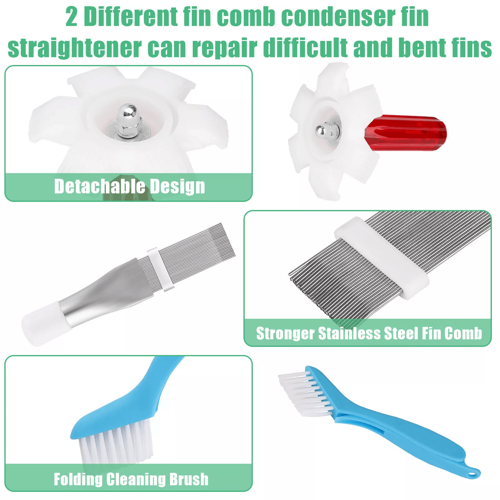 Air Conditioner Fin Cleaner Set Condenser Fin Comb  Straightener Cleaning Brush Tool Kit For AC Mai 3