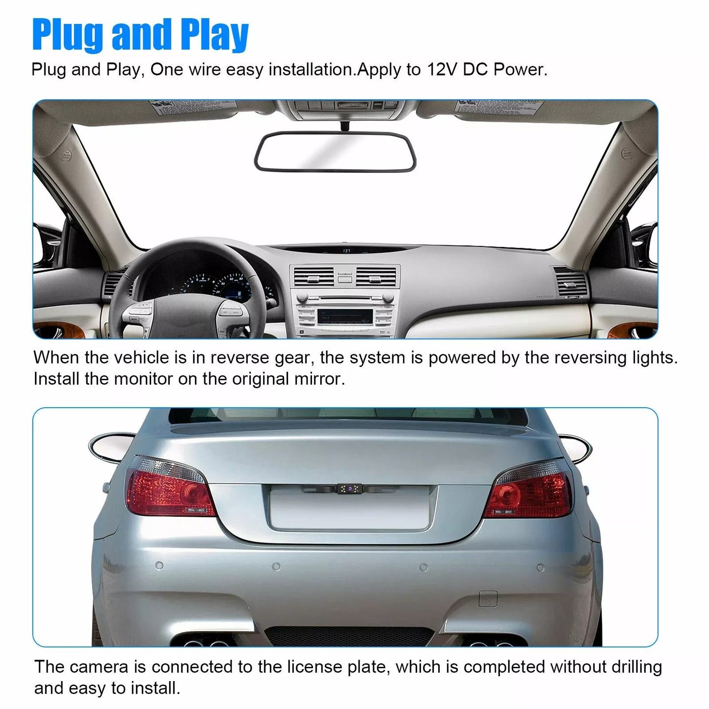 Car Backup Camera System HD Reverse Parking Camera With Night Vision IP67 Waterproof  Easy Installa 5