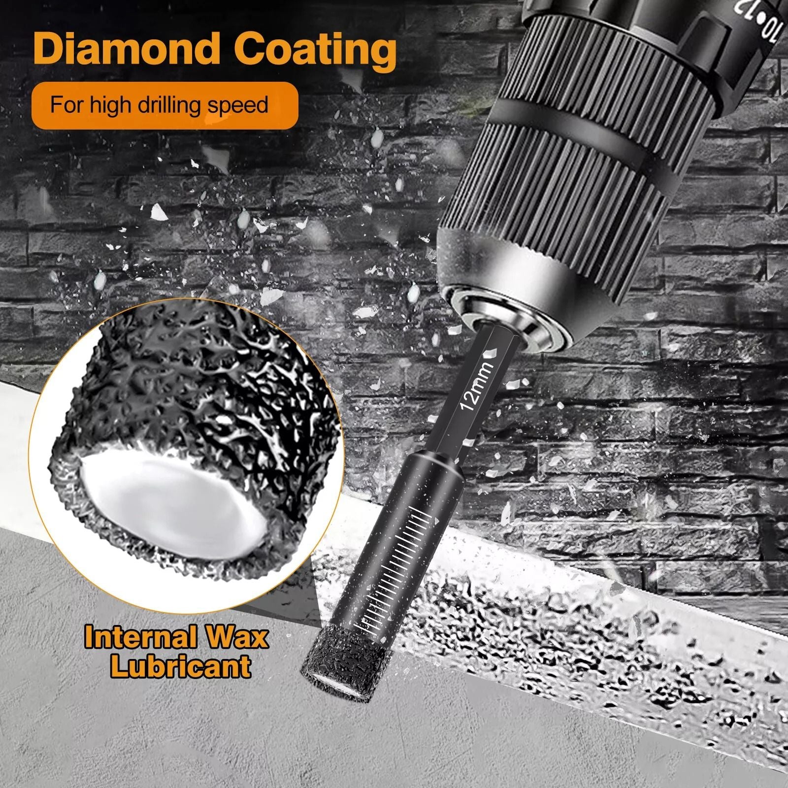 Diamond Hole Saw Set For Porcelain  Tile Vacuum Brazed Hex Shank Core Drill Bits DryWet Use 1