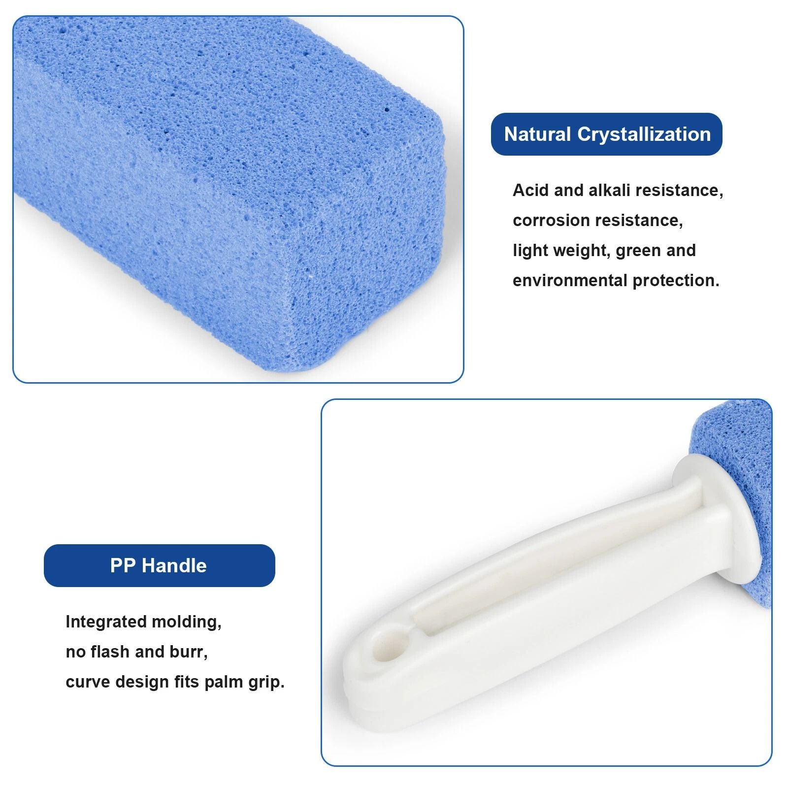 4 PCS Pumice Stone Cleaning Tool Heavy Duty Handle Toilet Scouring Stain Remover for Limescale  Har