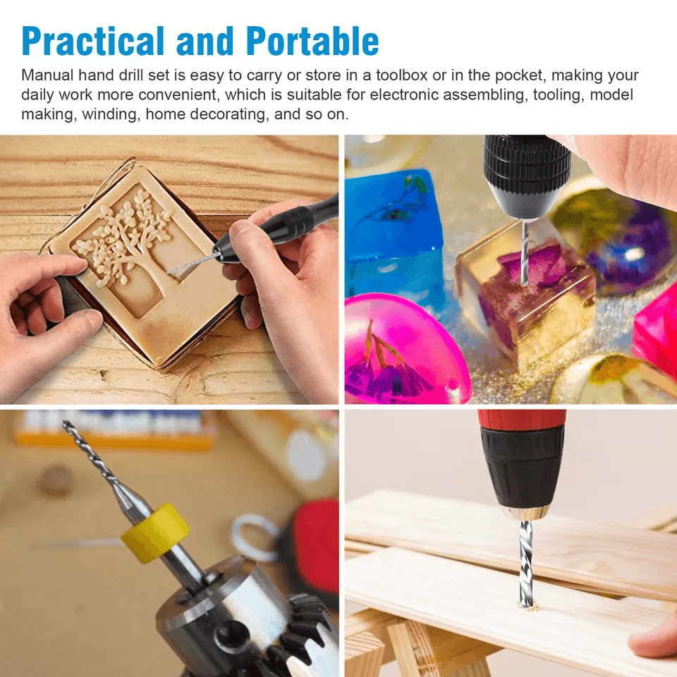 Mini Micro Hand Twist Drill Bits Set With Precision Pin Vise Rotary Tools Kit For Resin PCB Jewelry 3