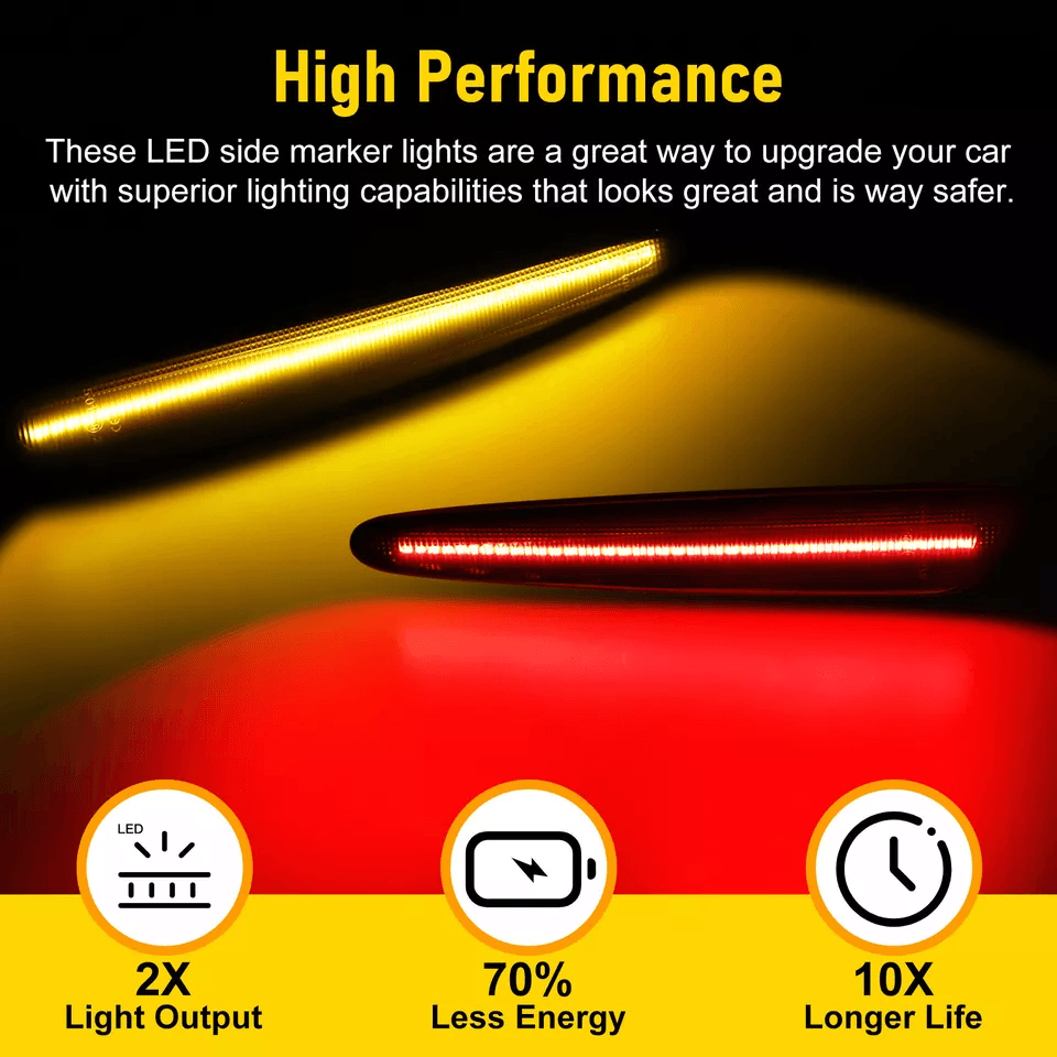 Smoked LED Side Marker Lights  Front Rear Turn Signal Lamps 1