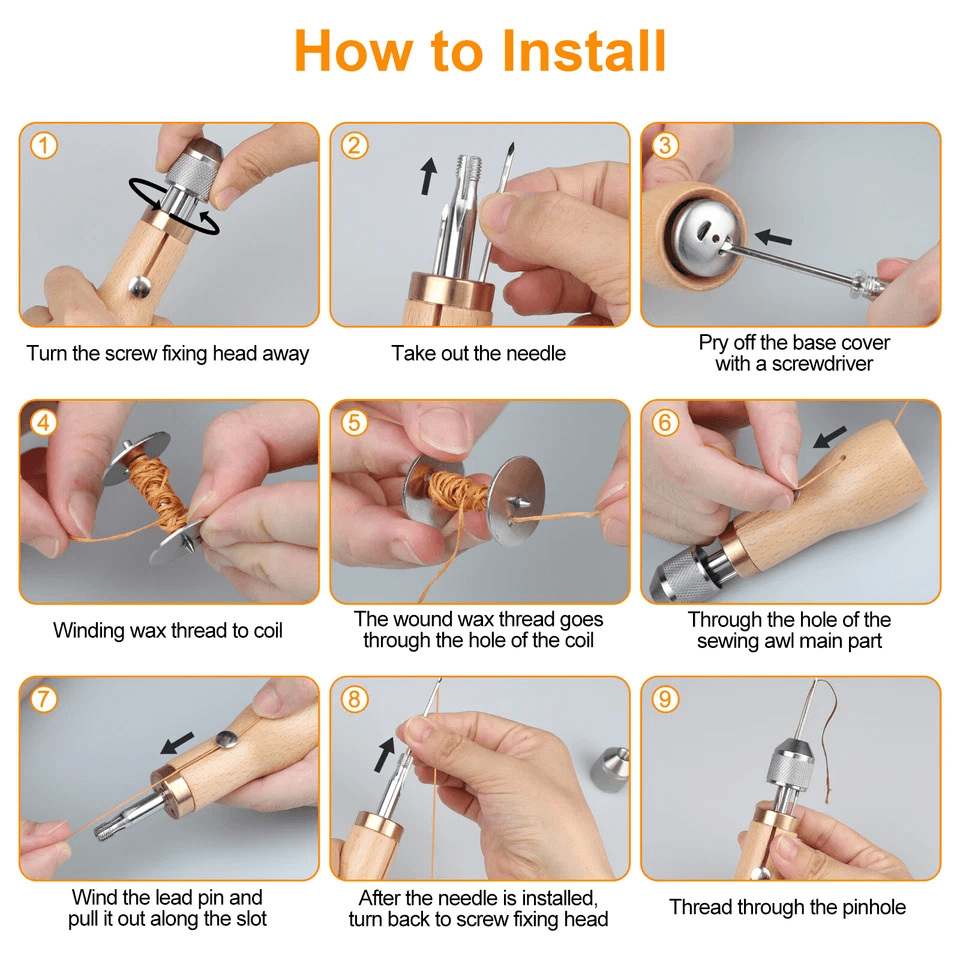 Professional Leather Speedy Stitcher DIY Sewing Awl Waxed Thread Repair Tool Kit With Needles And A 4