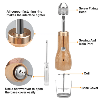Professional Leather Speedy Stitcher DIY Sewing Awl Waxed Thread Repair Tool Kit With Needles And A 5