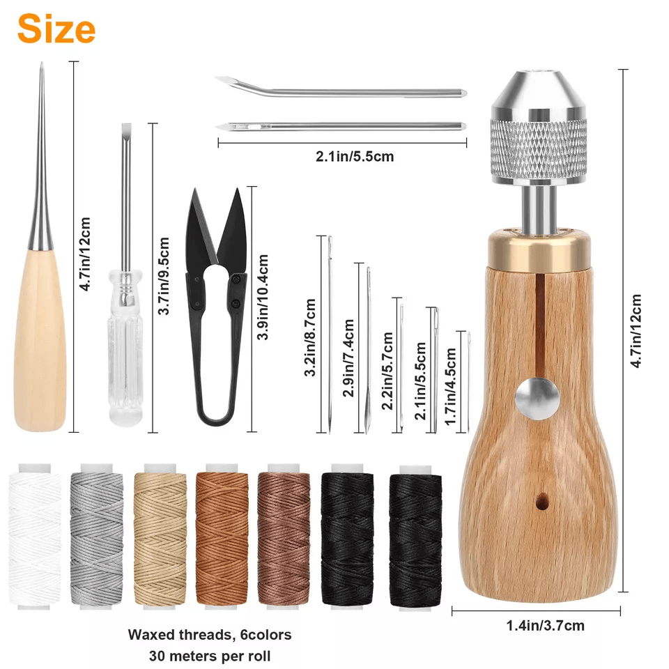 Professional Leather Speedy Stitcher DIY Sewing Awl Waxed Thread Repair Tool Kit With Needles And A 6