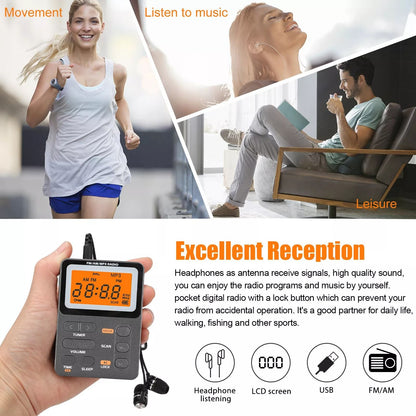 Portable Music Player With FM Radio  MP3 Playback Rechargeable Compact  Memory Card Slot 4