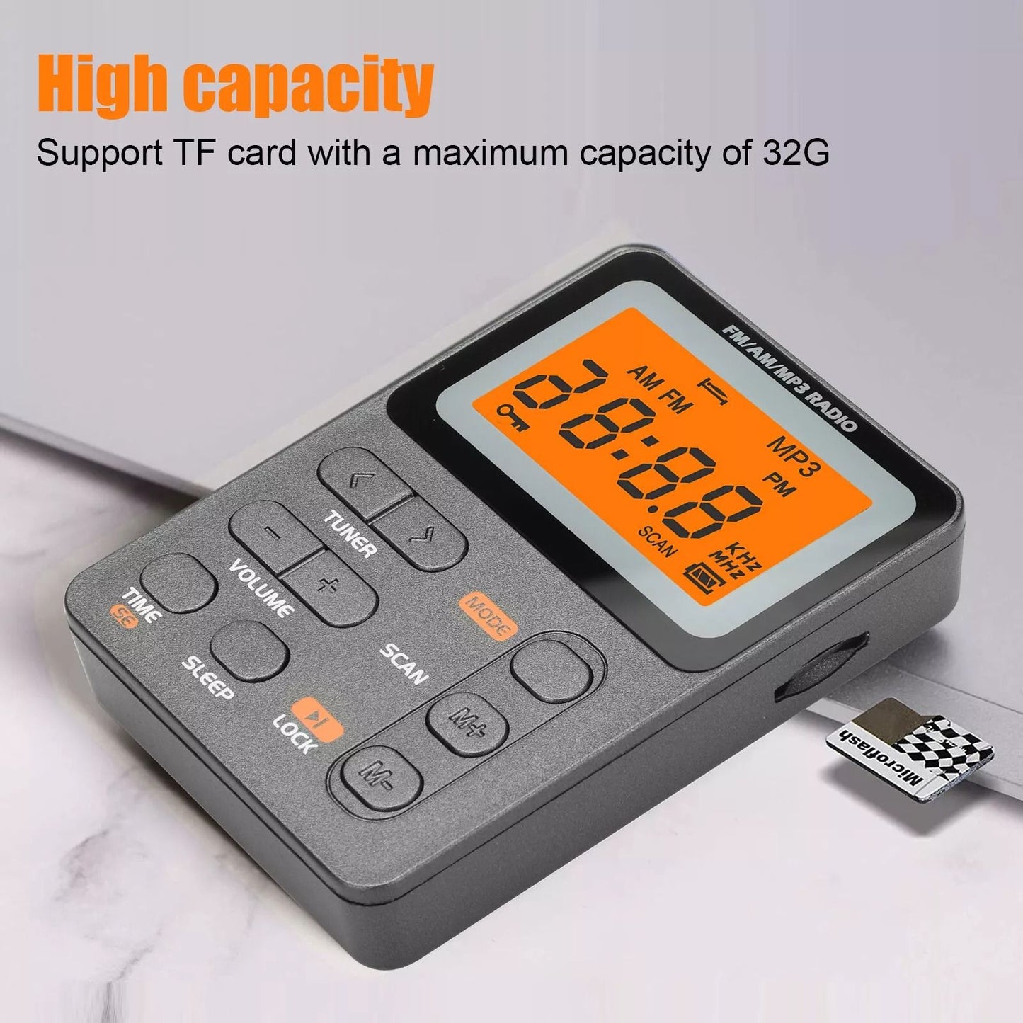 Portable Music Player With FM Radio  MP3 Playback Rechargeable Compact  Memory Card Slot 7
