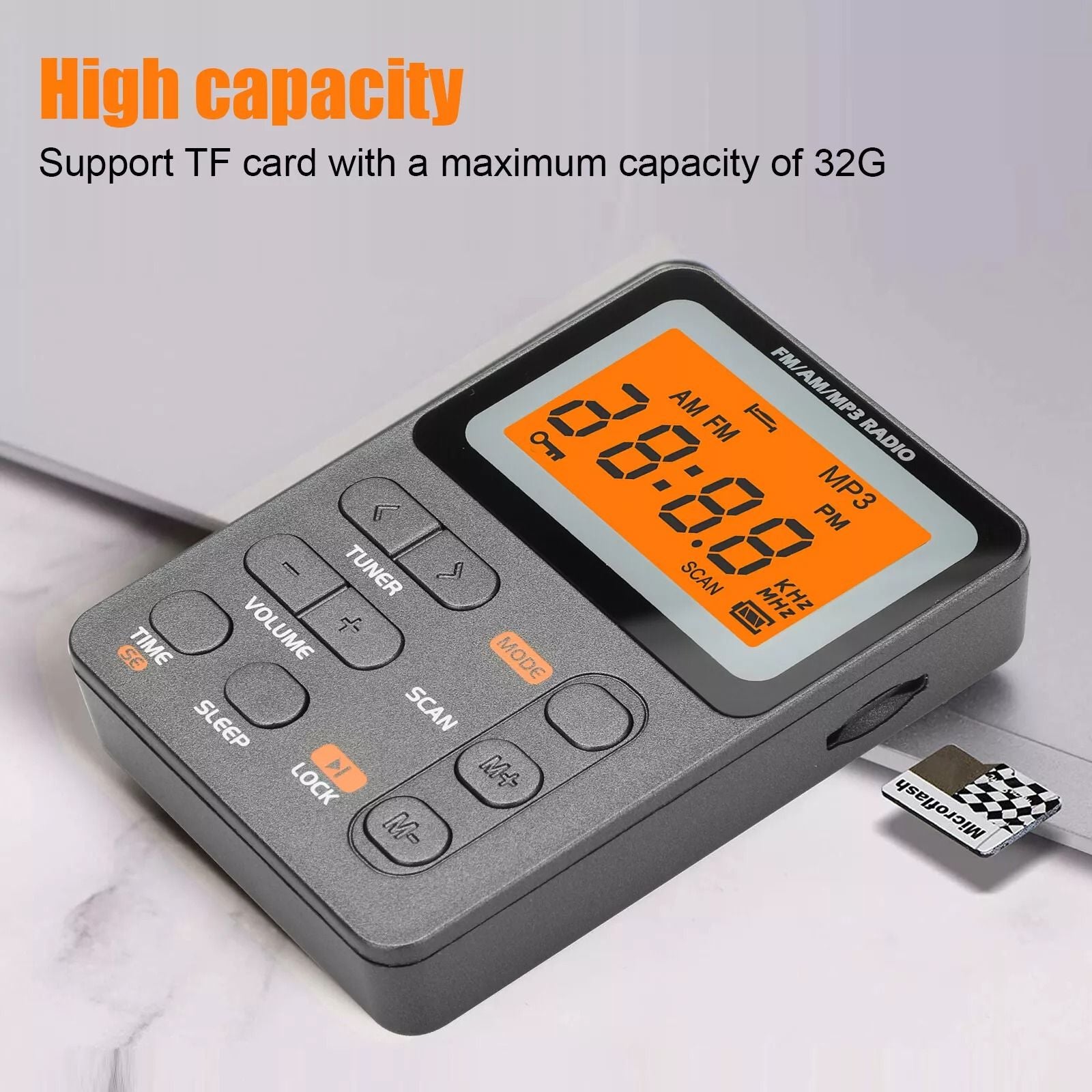 Portable Music Player With FM Radio  MP3 Playback Rechargeable Compact  Memory Card Slot 7