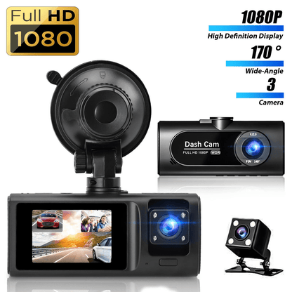 HD 1080P Car Dash Camera with Night Vision, Front Rear Inside DVR