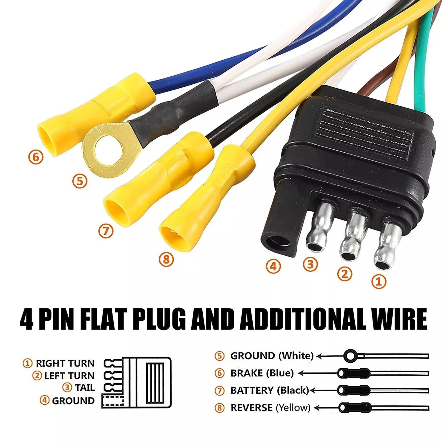 4 Pin Flat To 7 Way RV Trailer Adapter  Heavy Duty Truck Wiring Plug With Mounting Bracket 5