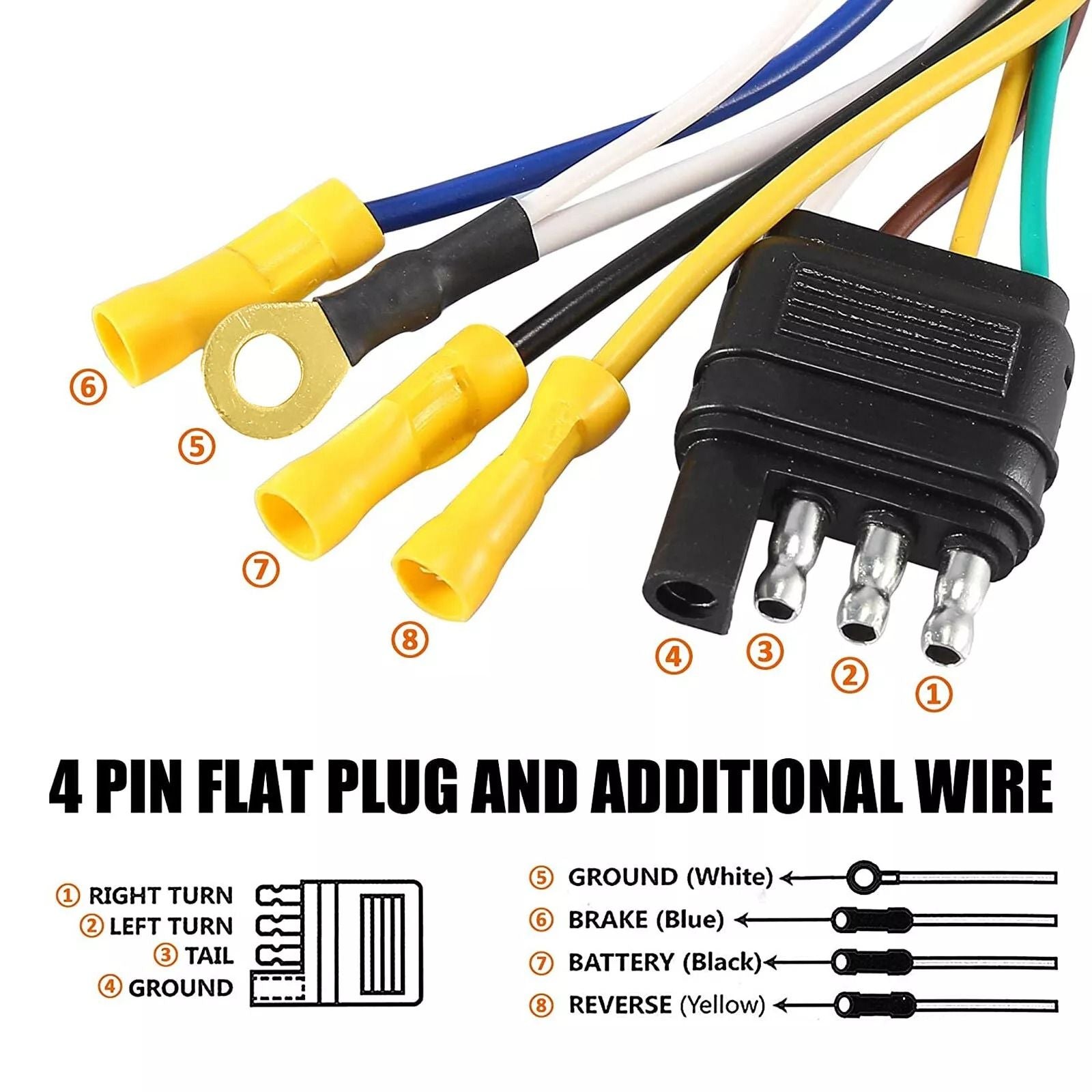 4 Pin Flat To 7 Way RV Trailer Adapter  Heavy Duty Truck Wiring Plug With Mounting Bracket 5