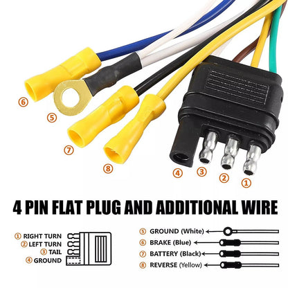 4 Pin Flat To 7 Way RV Trailer Adapter  Heavy Duty Truck Wiring Plug With Mounting Bracket 5