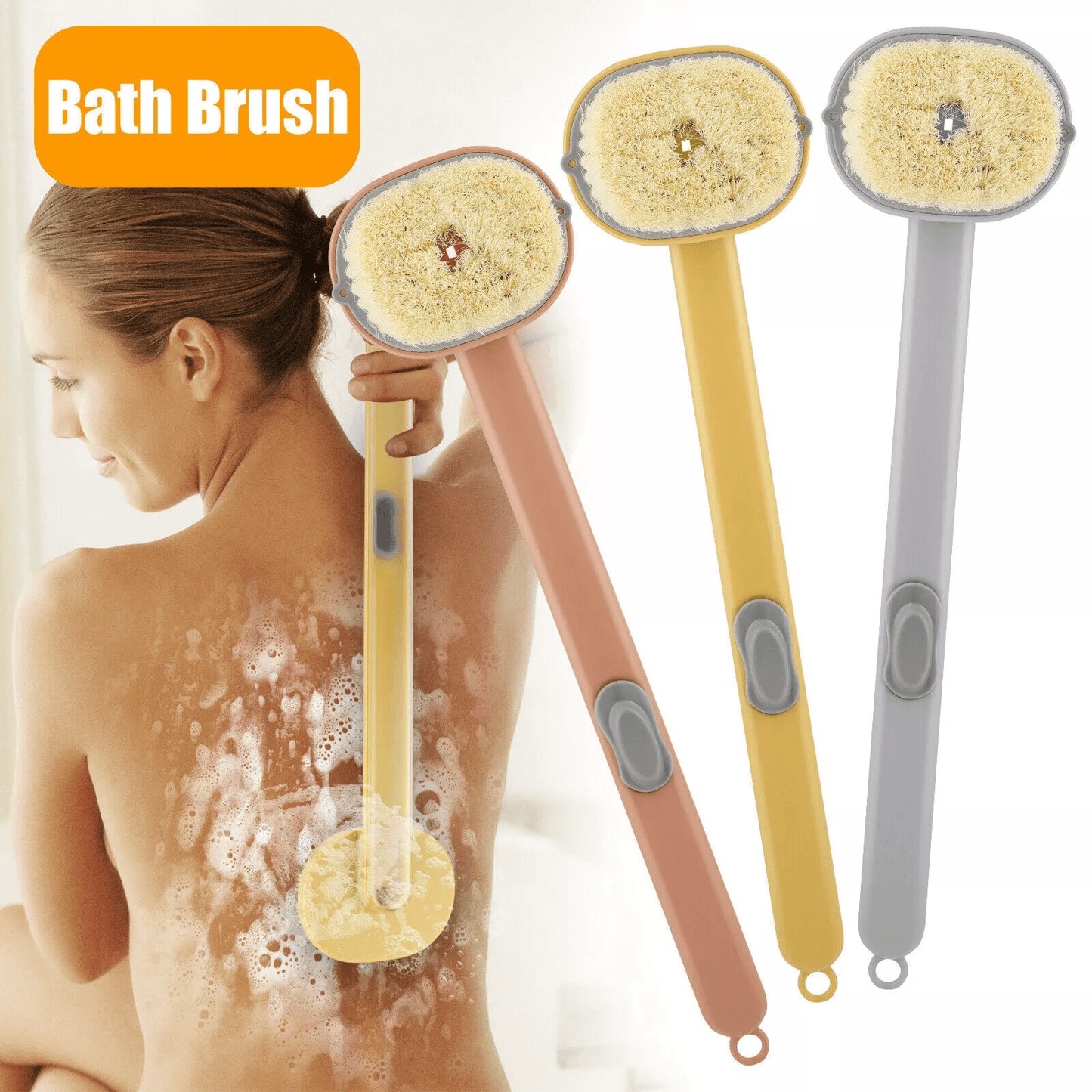 Long Handle Bath Brush with Soap Dispenser, Back Scrubber and Exfoliating Body Shower Washer for Smooth Skin