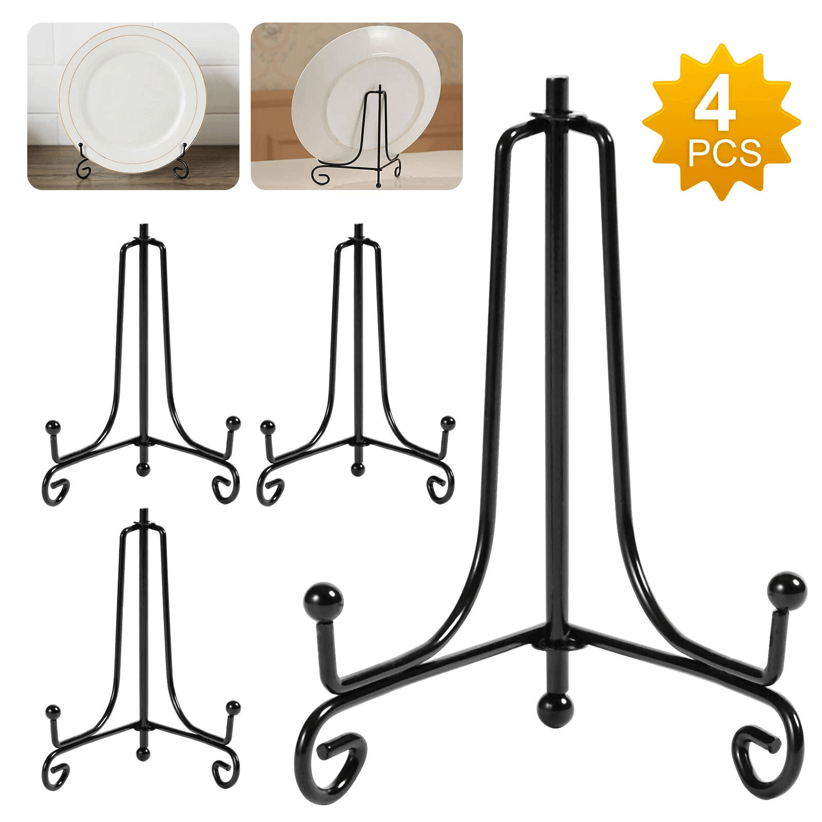 Adjustable Iron Easel Stand Plate Holders for Pictures, Classic Metal Display Rack for Photo Frames, Books, and Artworks