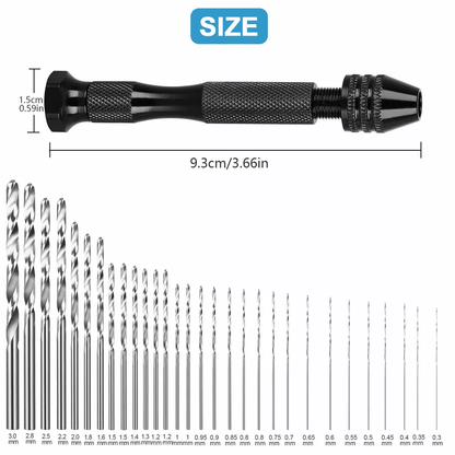 Mini Micro Hand Drill Bits Set With Manual Pin Vise For DIY Craft Wood Jewelry 5