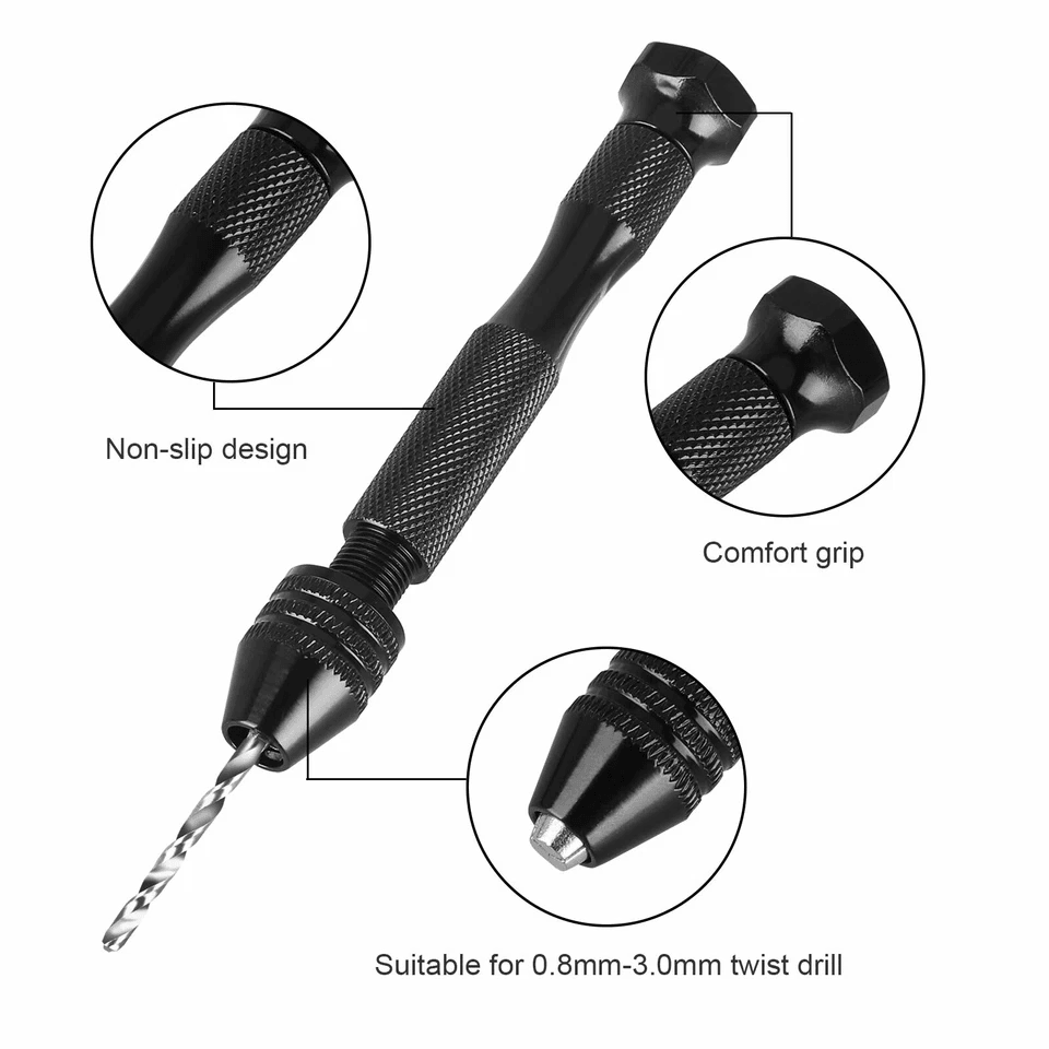 Mini Micro Hand Drill Bits Set With Manual Pin Vise For DIY Craft Wood Jewelry 3