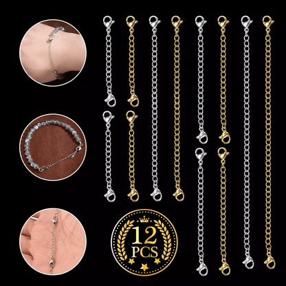 Stainless Steel Jewelry Extender Chains, Necklace Bracelet Safety Lock with Lobster Clasps