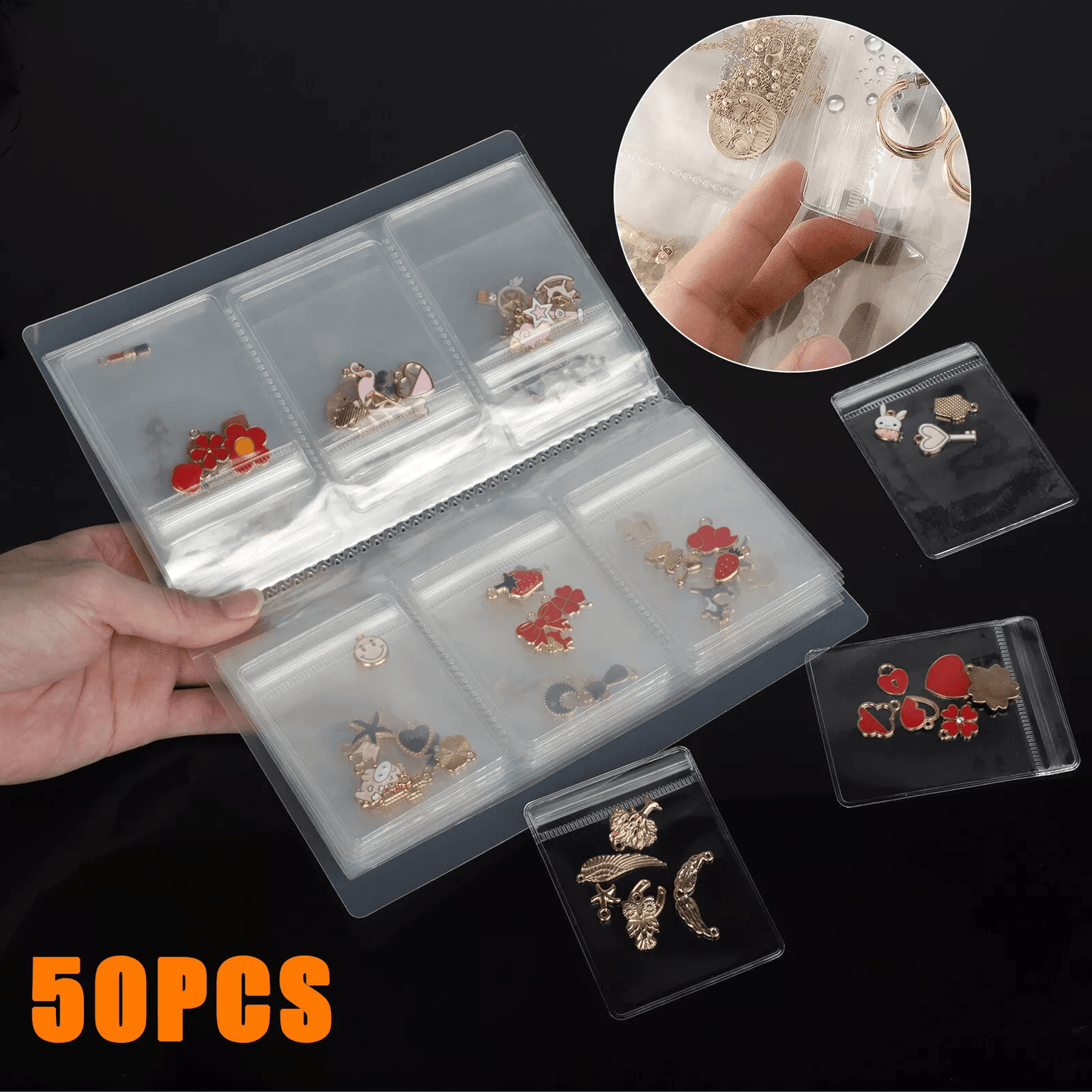 Jewelry Organizer Book with Clear Seal Bags, Reclosable Storage Binder for Earrings, Rings & Accessories