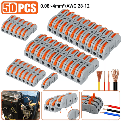 Electric Wire Cable Connectors, Reusable Spring Lever Terminal Block Kit