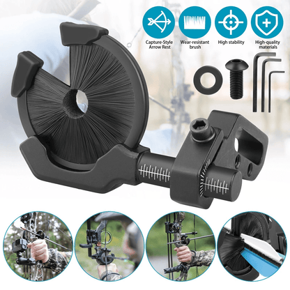 Adjustable Brush Arrow Rest for Compound Recurve Bow, Ambidextrous Archery Accessory for Target Shooting and Bow Hunting