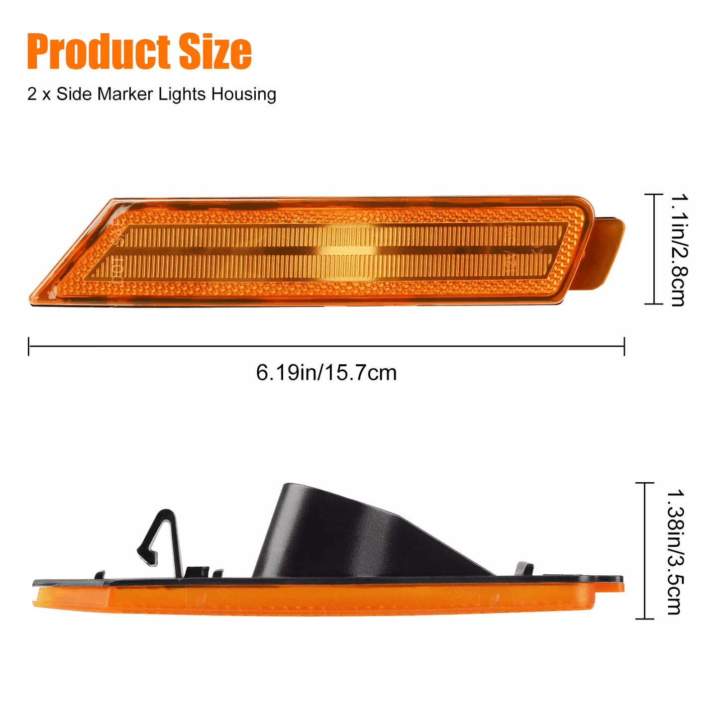 LED Amber Lens Front Side Marker Lights Reflectors 3