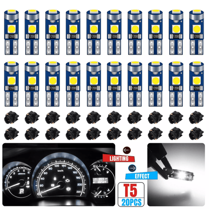W3W LED Instrument Panel Cluster Dash Gauge Light Bulbs with Sockets, White 3030 SMD Interior Lights for Car Dashb