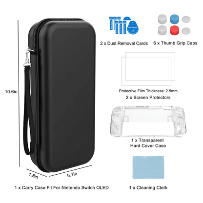 For Nintendo Switch OLED Carrying Case With Hard Shell Cover  Tempered Glass Screen Protector 1