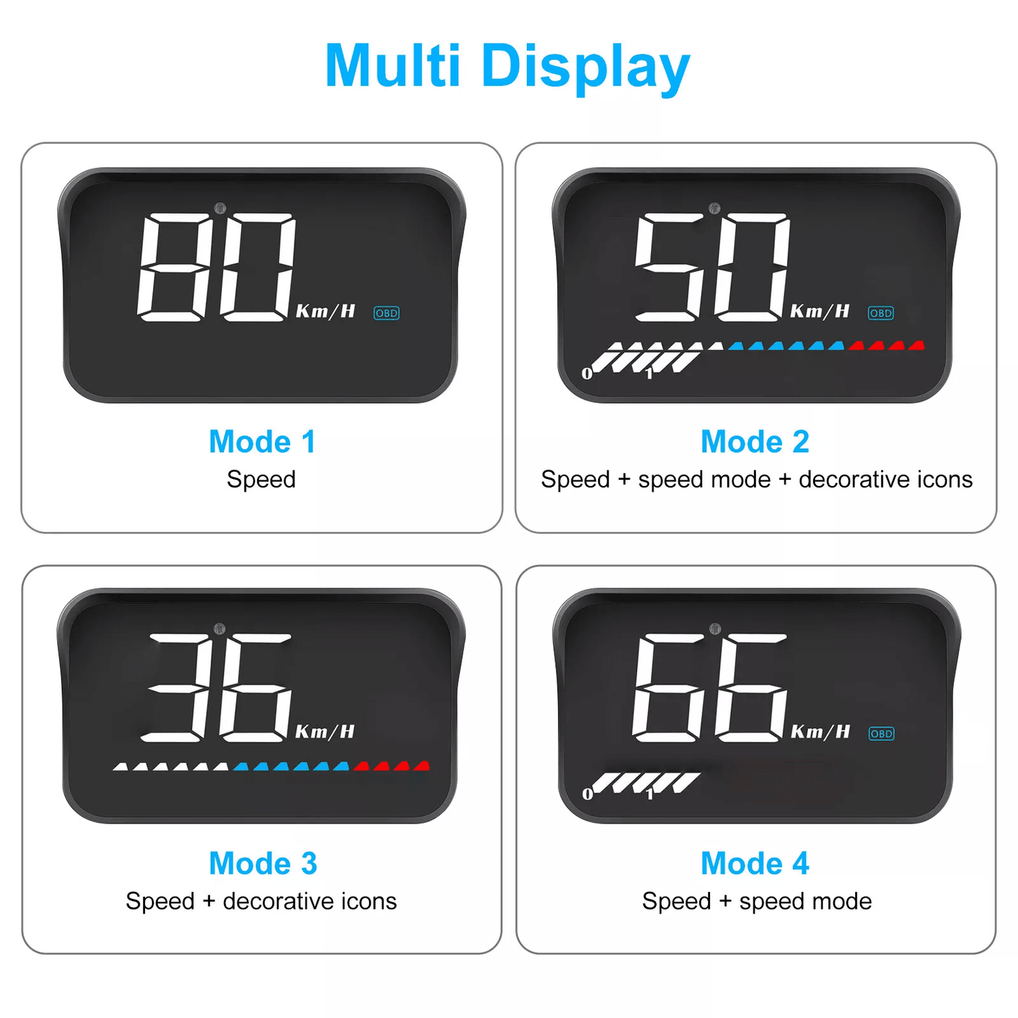 Car Head Up Display Digital Gauge With GPS Speedometer OBD2 Warning Alarm Meter 3