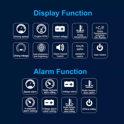 Car Head Up Display Digital Gauge With GPS Speedometer OBD2 Warning Alarm Meter 2