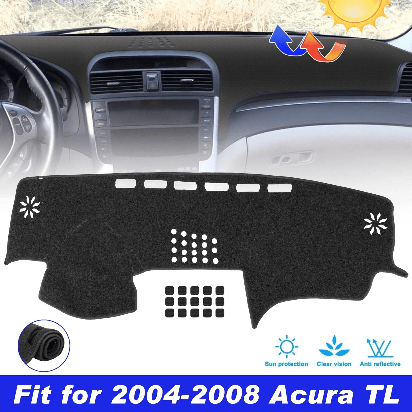 Black Dash Cover, Custom Fit Dashboard Pad Mat