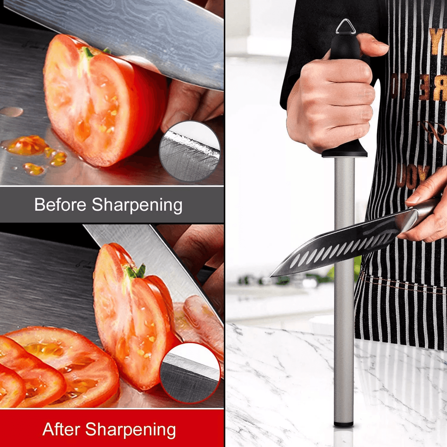 Diamond Knife Sharpener Steel Honing Rod For Kitchen Home  Hunting Blades 6