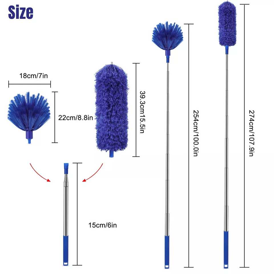 Microfiber  Cobweb Duster Cleaning Brush Kit With Extension Pole Ceiling Fan Cleaner For High Reach 4
