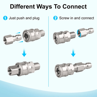 4Pcs NPT Stainless Steel Quick Connect Fitting Pressure Washer Adapter Set 5000 PSI LeakProof Coupl 2