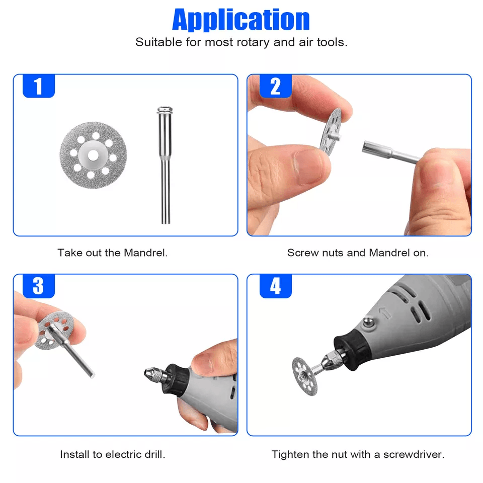 48x Diamond Cutting Wheels For Dremel Rotary Tool Metal Cut Off Disc Set With Mandrels For Grinder  5