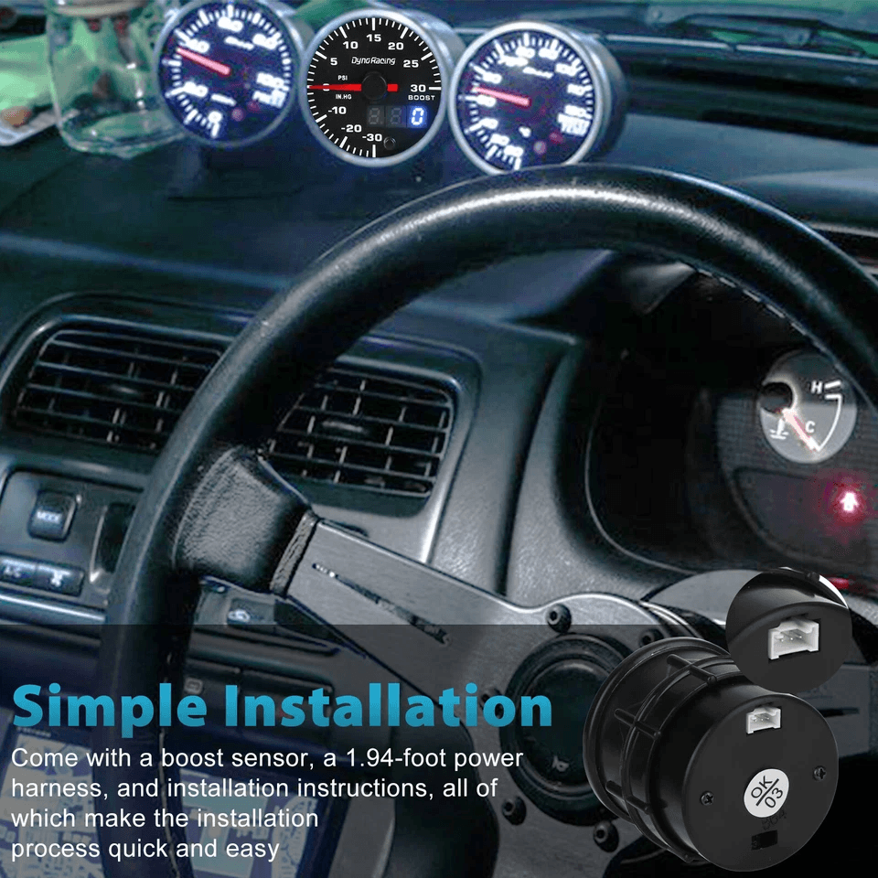 Color LED Pointer Turbo Boost Gauge Universal Car Digital Pressure Meter For Accurate Turbo Monitor 5