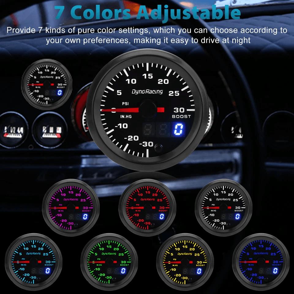Color LED Pointer Turbo Boost Gauge Universal Car Digital Pressure Meter For Accurate Turbo Monitor 3